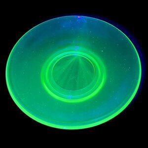 Vintage Uranium Depression Glass Green Saucer